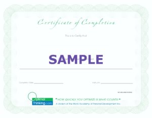 completion certificate sample